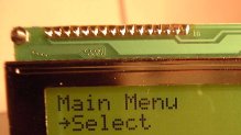 LCD showing 'main menu' and 'select'